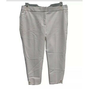 Rafaela Woman Pants Size 12 White Capris Cropped Flat Front Pockets Casual